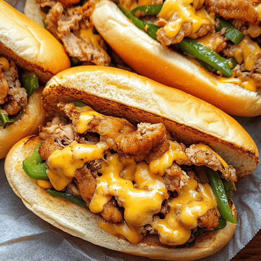 These Chicken Cheese Steak Sandwiches are packed with tender grilled chicken, melted cheese, and fresh veggies for the ultimate flavor hit! Perfect for a quick weeknight dinner or a weekend gathering, this easy recipe is sure to please everyone at the table. Save this pin now and treat your family to this delicious sandwich delight!