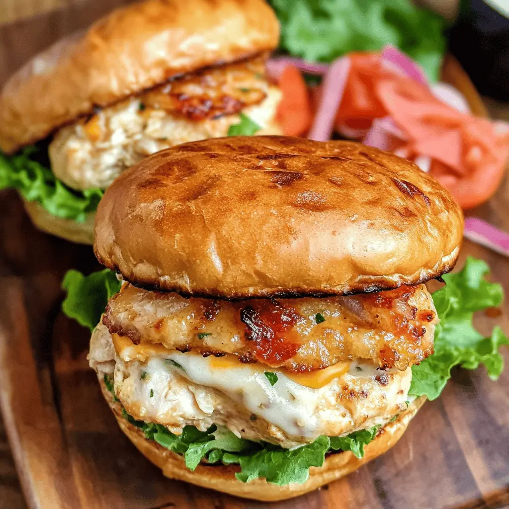 These Easy Cheddar Ranch Chicken Burgers are a delicious twist on a classic favorite! Packed with flavorful cheddar cheese and zesty ranch seasoning, these juicy burgers are perfect for a quick weeknight dinner or summer BBQ. Save this pin for a crowd-pleasing meal that everyone will love! Perfect for grilling enthusiasts and cheese lovers alike. Enjoy with your favorite toppings!