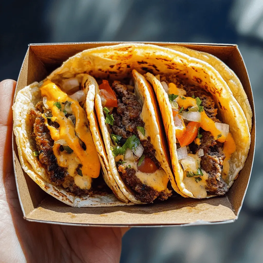 Juicy, cheesy, and packed with flavor, these Easy Smash Burger Tacos bring a fun twist to taco night! Ground beef is perfectly seasoned and smashed for that crispy edge, then loaded into warm tortillas with all your favorite toppings. Perfect for family gatherings or a casual dinner. Save this recipe for a quick and tasty meal you’ll want to make again and again!