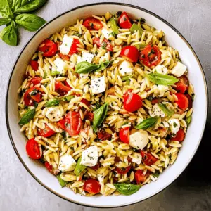 Looking for a vibrant and refreshing dish? This Fresh Orzo Salad with Mozzarella features perfectly cooked orzo, juicy tomatoes, crisp cucumbers, and creamy mozzarella, all tossed in a light vinaigrette. Ideal for picnics, potlucks, or a quick weeknight dinner. Don't forget to save this recipe for your next gathering!