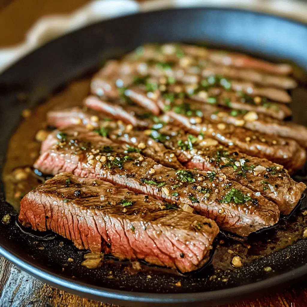Easy Garlic Butter Flank Steak in Oven