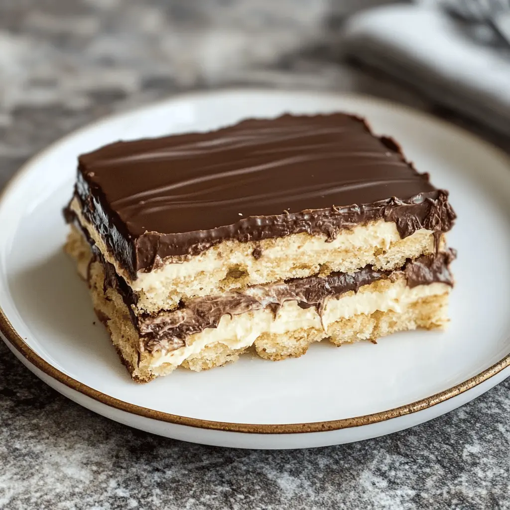 Whip up a delightful No-Bake Chocolate Eclair Cake that’s as easy as it is tasty! With layers of creamy vanilla pudding, chocolate frosting, and crunchy graham crackers, this dessert is perfect for any gathering. Save this recipe for your next potluck, family dinner, or just a sweet treat at home. Everyone will be asking for seconds!