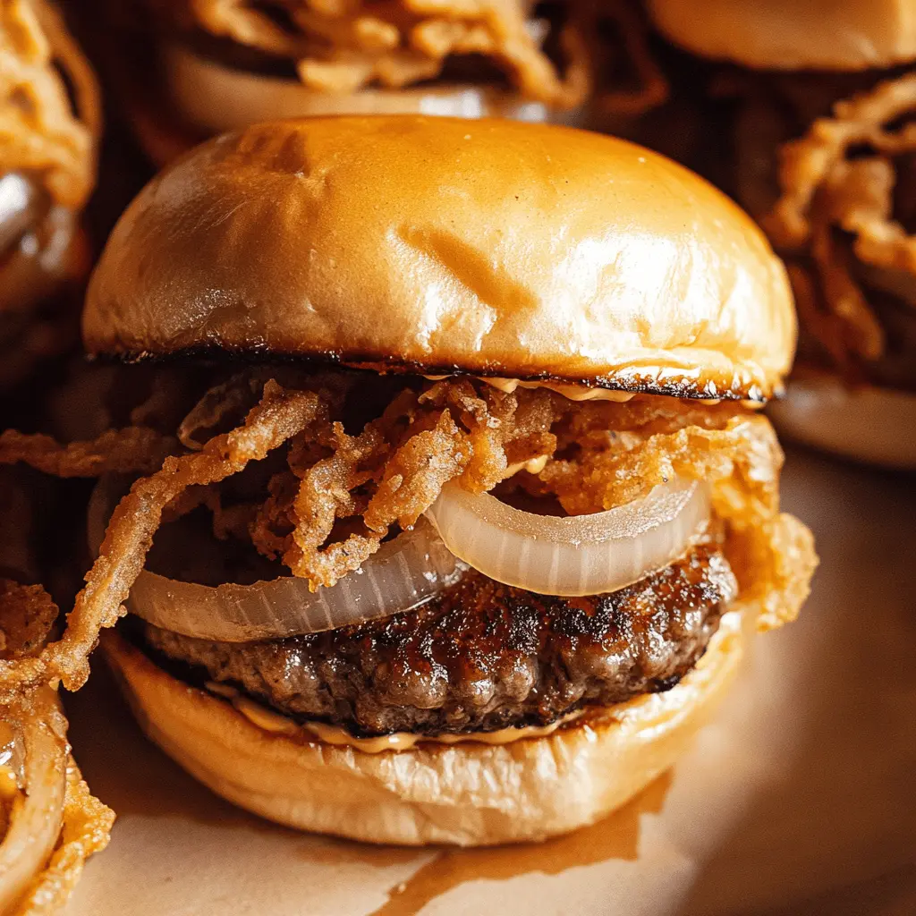 Savor the taste of the iconic Oklahoma Fried Onion Burgers, a delightful twist on a classic! Juicy beef patties are packed with crispy fried onions, creating a burger that’s bursting with flavor in every bite. Perfect for backyard BBQs or a quick weeknight dinner. Save this recipe now to impress your family and friends with a unique dish they'll love!