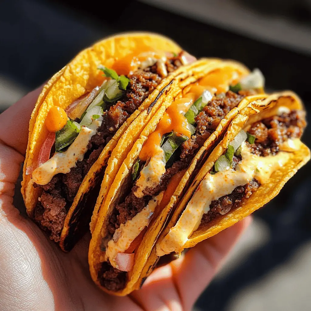 These Smash Burger Tacos combine the juicy flavor of classic smash burgers with the fun of tacos! Perfect for a casual night in or a backyard gathering, these delightful bites are packed with ground beef, melted cheese, and your favorite toppings wrapped in warm tortillas. Save this recipe for your next taco night or game day celebration!
