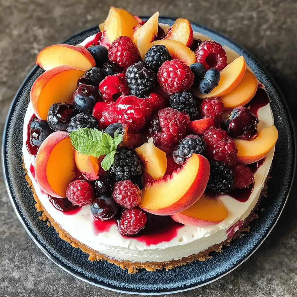 This no-bake Summer Berry and Peach Cheesecake is the perfect treat for hot days! Bursting with fresh berries and peaches, this creamy dessert is a delightful blend of flavors that will impress your guests. Easy to make and even easier to enjoy, it’s ideal for summer gatherings, picnics, or just a sweet treat at home. Save this recipe to whip up a refreshing cheesecake that everyone will love!
