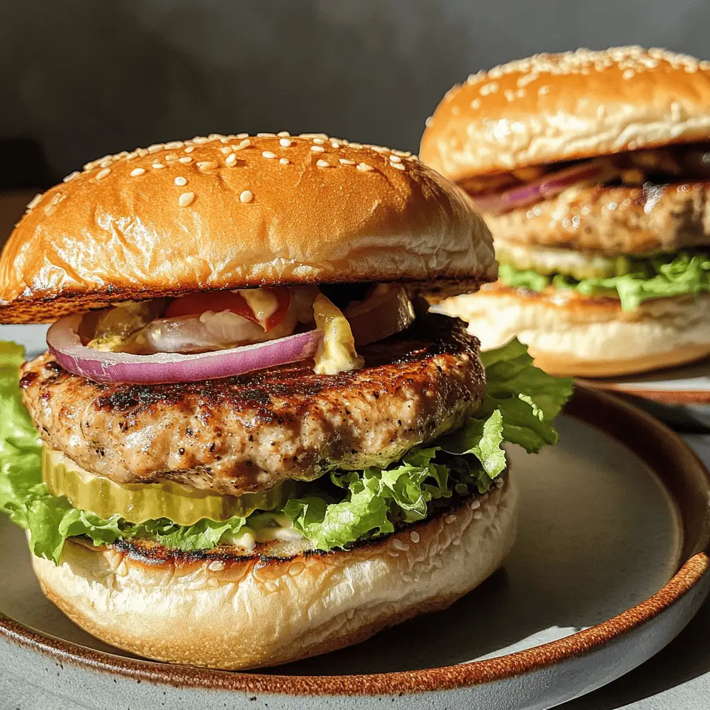 Juicy turkey burgers are a perfect twist on your typical burger night! Packed with fresh herbs and spices, these lean patties are flavorful and healthy. Great for grilling or skillet cooking, they make a delicious weeknight dinner or BBQ centerpiece. Save this recipe for a fun family meal that everyone will enjoy!