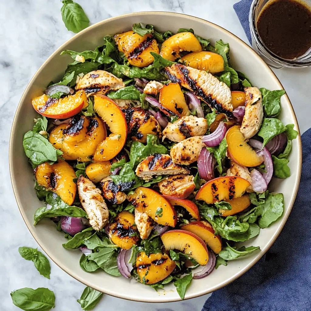 Enjoy a refreshing twist on your dinner with this Ultimate Grilled Peach Chicken Salad! Featuring juicy grilled peaches and tender chicken, this salad bursts with flavor and sweetness. Perfect for summer gatherings or a healthy weeknight meal. Save this recipe for a delightful experience that your friends and family will love!