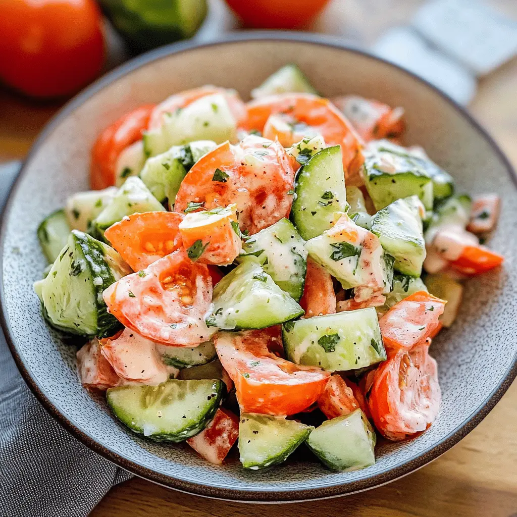 Easy Creamy Cucumber Tomato Salad Recipe