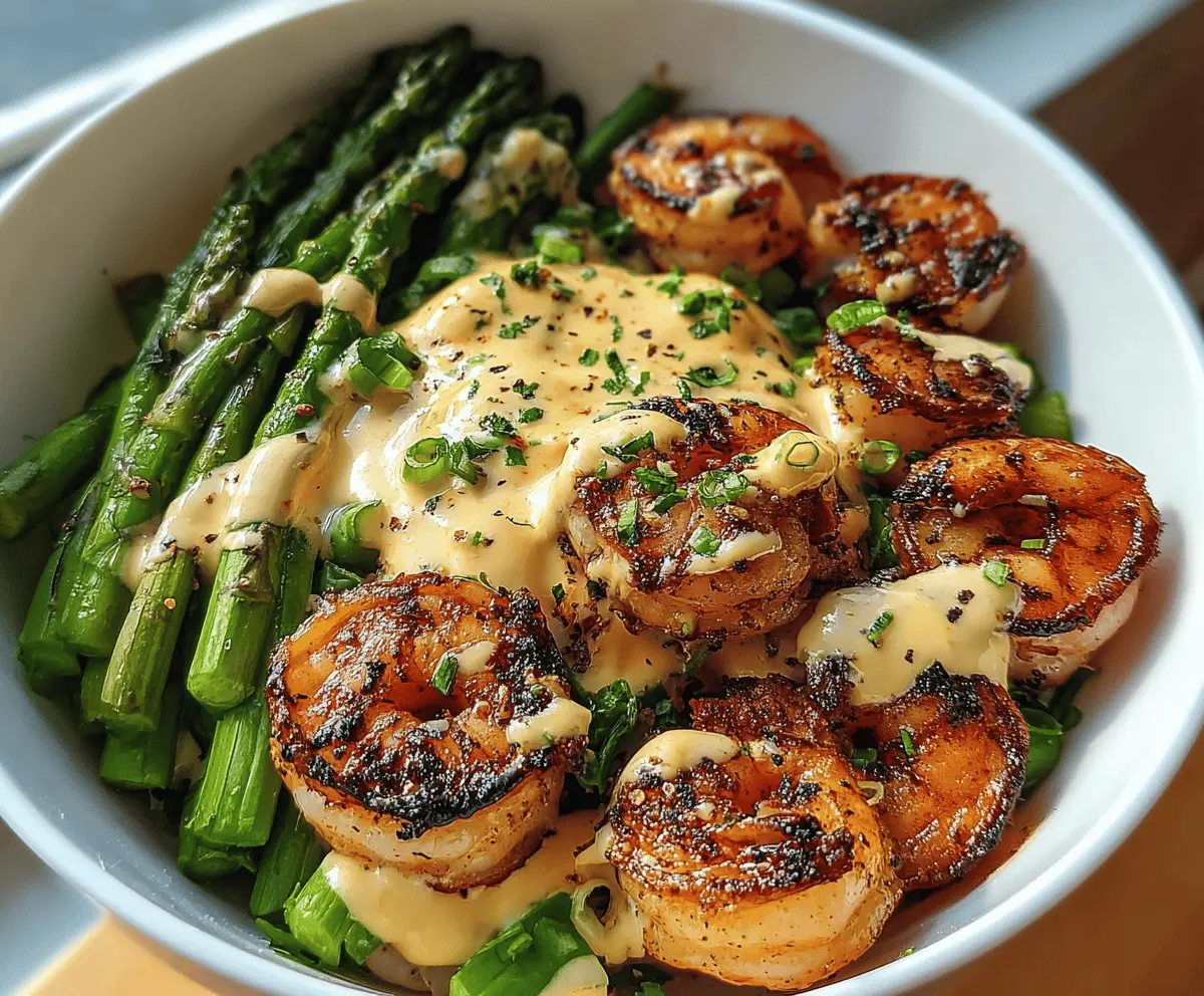 Easy Grilled Shrimp Bowl with Asparagus and Garlic Sauce