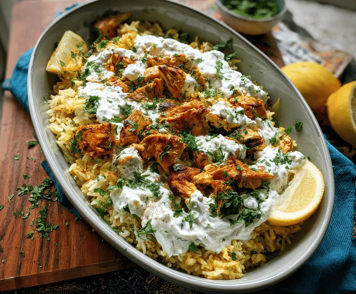 Easy Dump and Bake Chicken with Tzatziki Rice