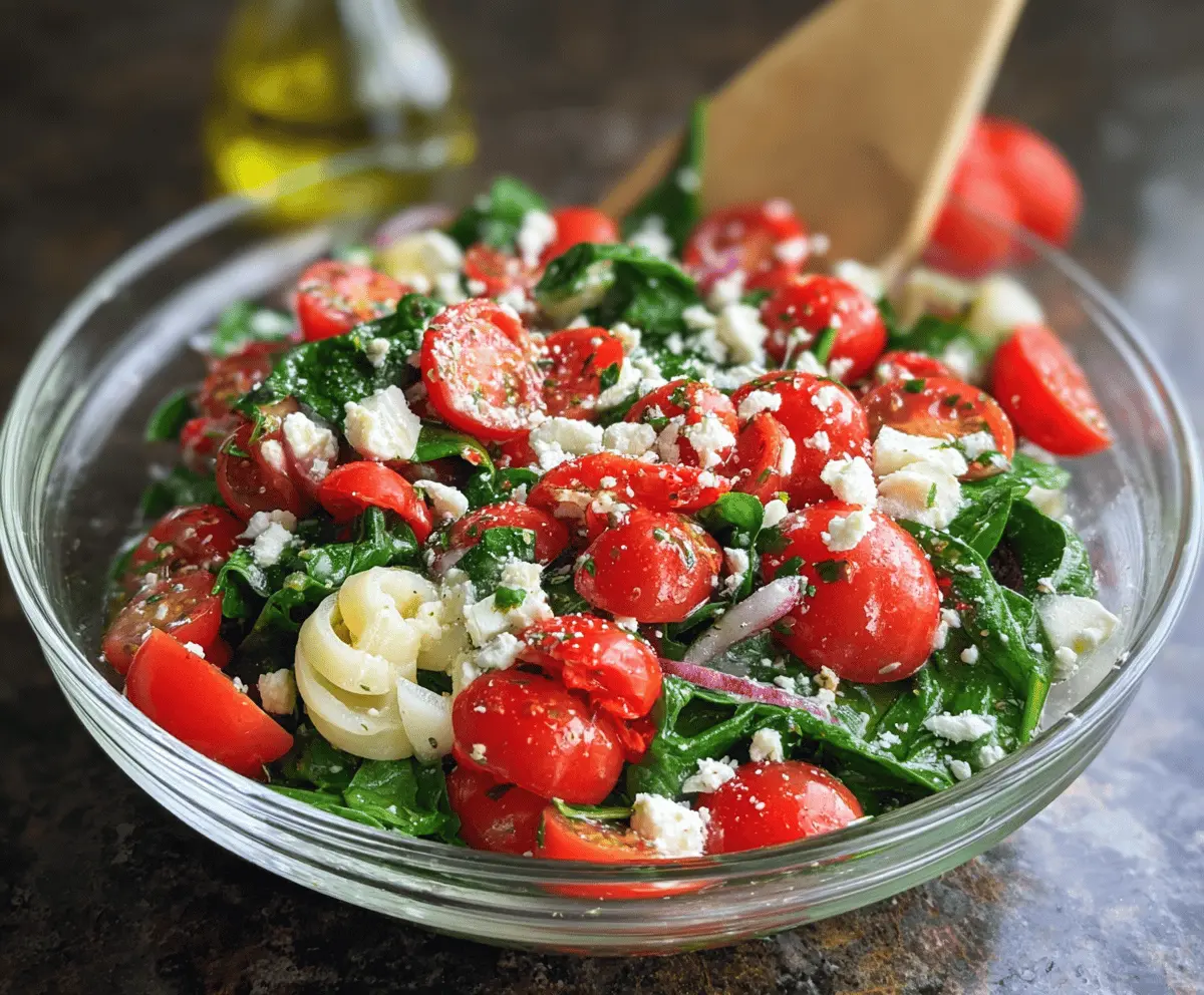 Easy Spinach Tomato Salad with Feta Cheese