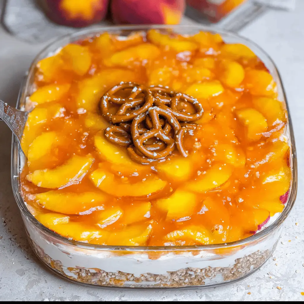 Easy Preach Pretzel Salad Recipe