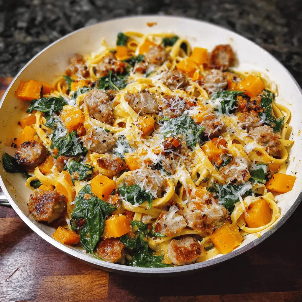 Creamy Butternut Squash Pasta With Sausage And Spinach