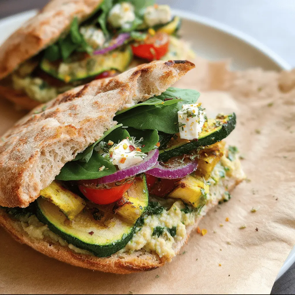 Healthy Zucchini and Hummus Pita Sandwiches