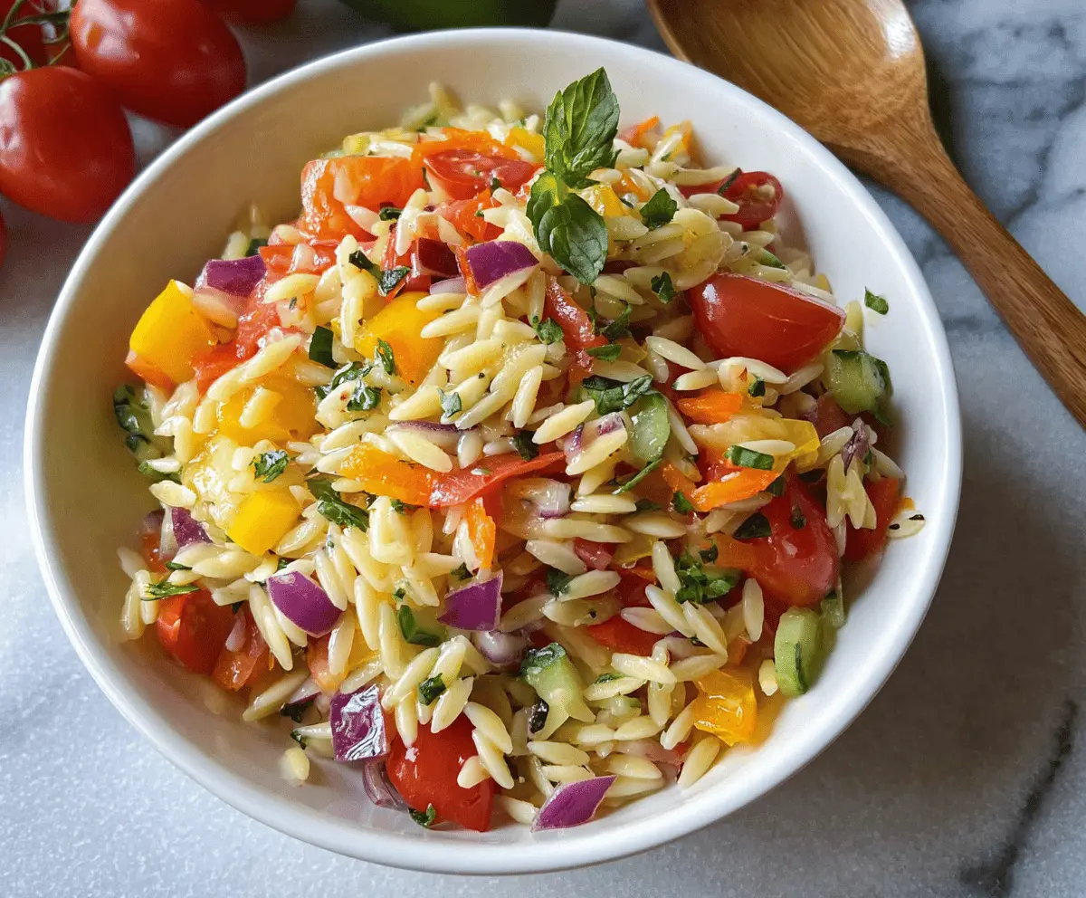 Colorful Rainbow Orzo Salad Recipe