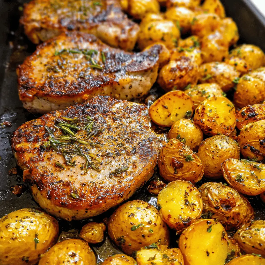 Easy Ranch Pork Chops and Potatoes Sheet Pan Meal