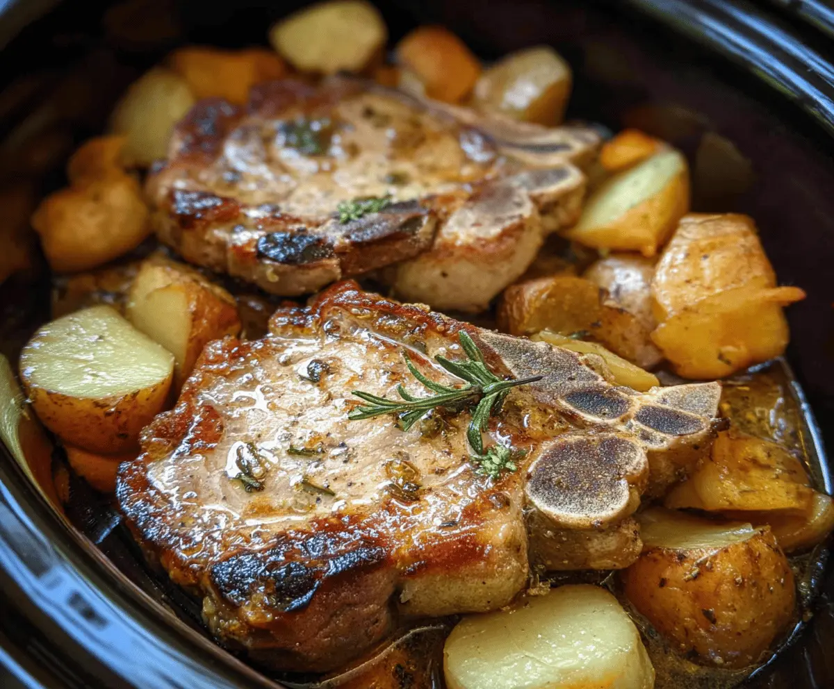 Easy Crock Pot Pork Chops with Potatoes