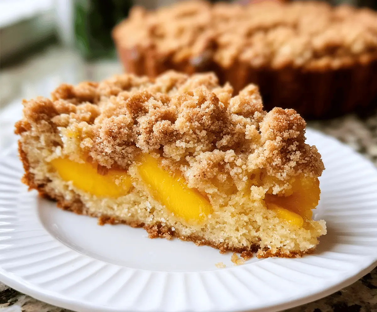 Southern Peach Crumb Cake with Sweet Cinnamon Topping
