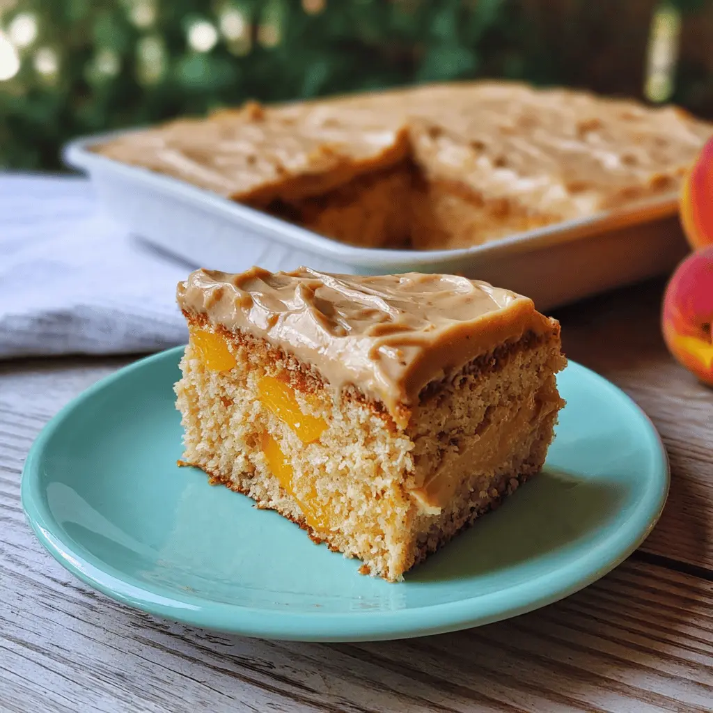 Moist Peach Cake with Brown Sugar Frosting