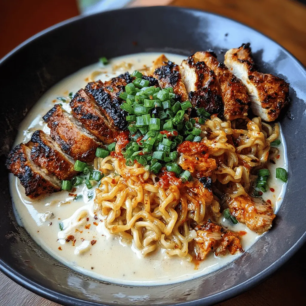 Spicy Chicken Ramen with Creamy Garlic Sauce