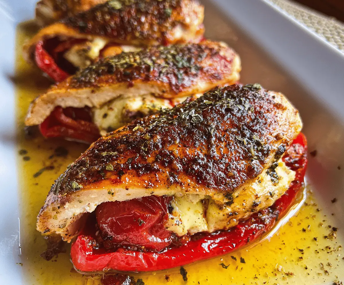 Easy Stuffed Chicken Breast with Roasted Peppers