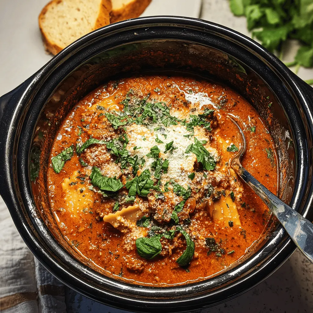 Easy Crockpot Lasagna Soup Recipe