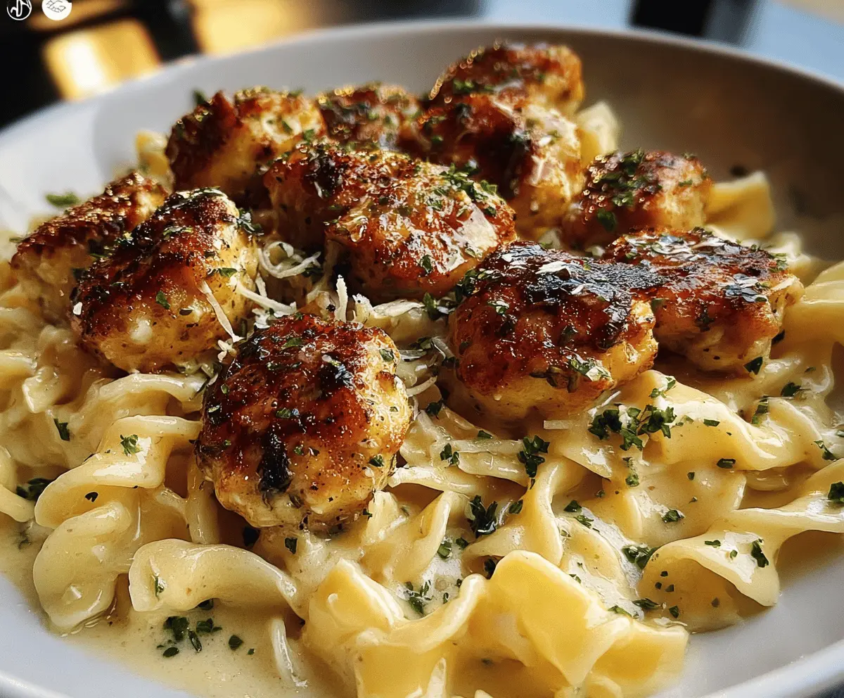 Garlic Butter Chicken Bites with Creamy Parmesan Pasta