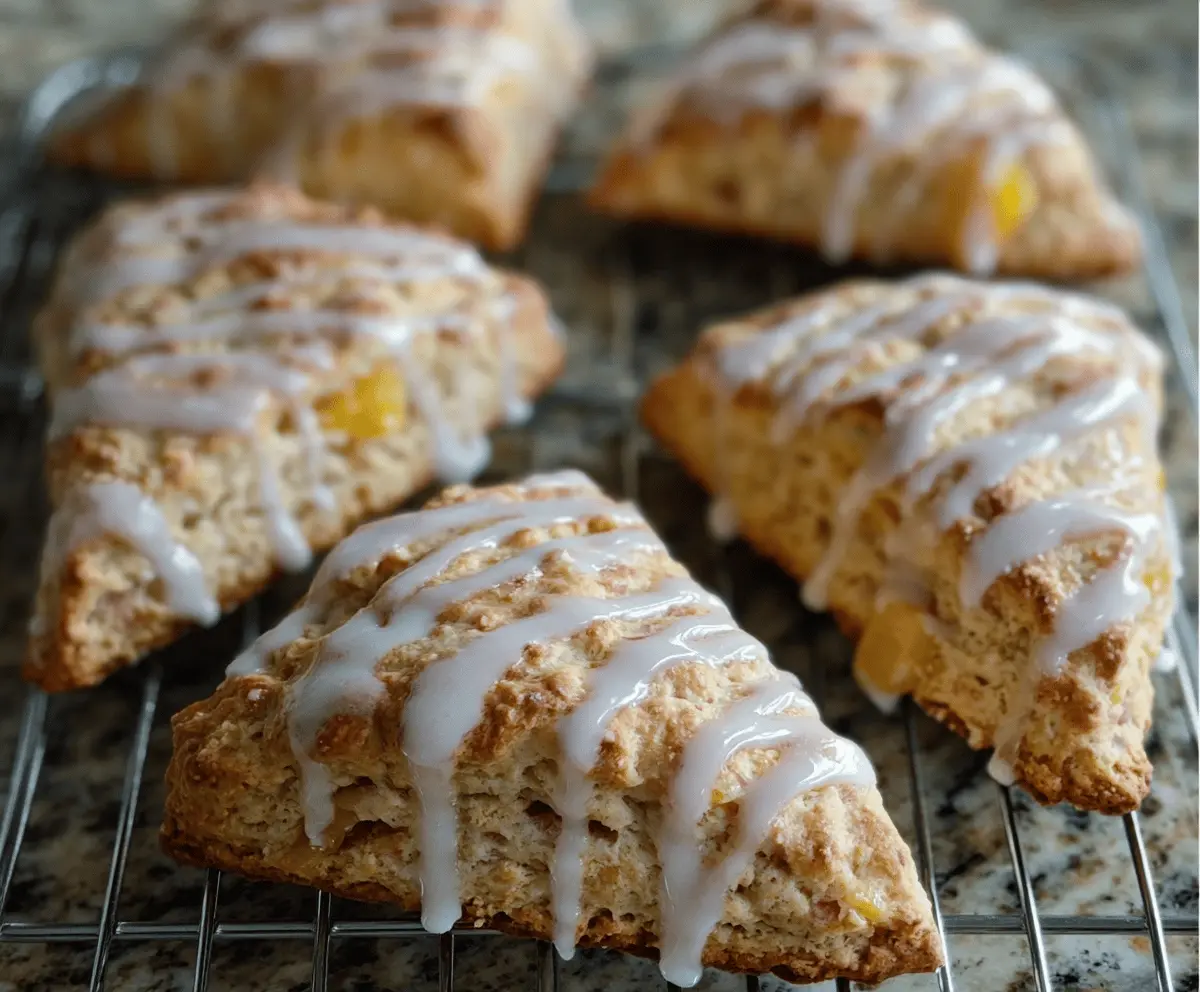 Easy Peach Pie Scones With Sweet Vanilla Glaze