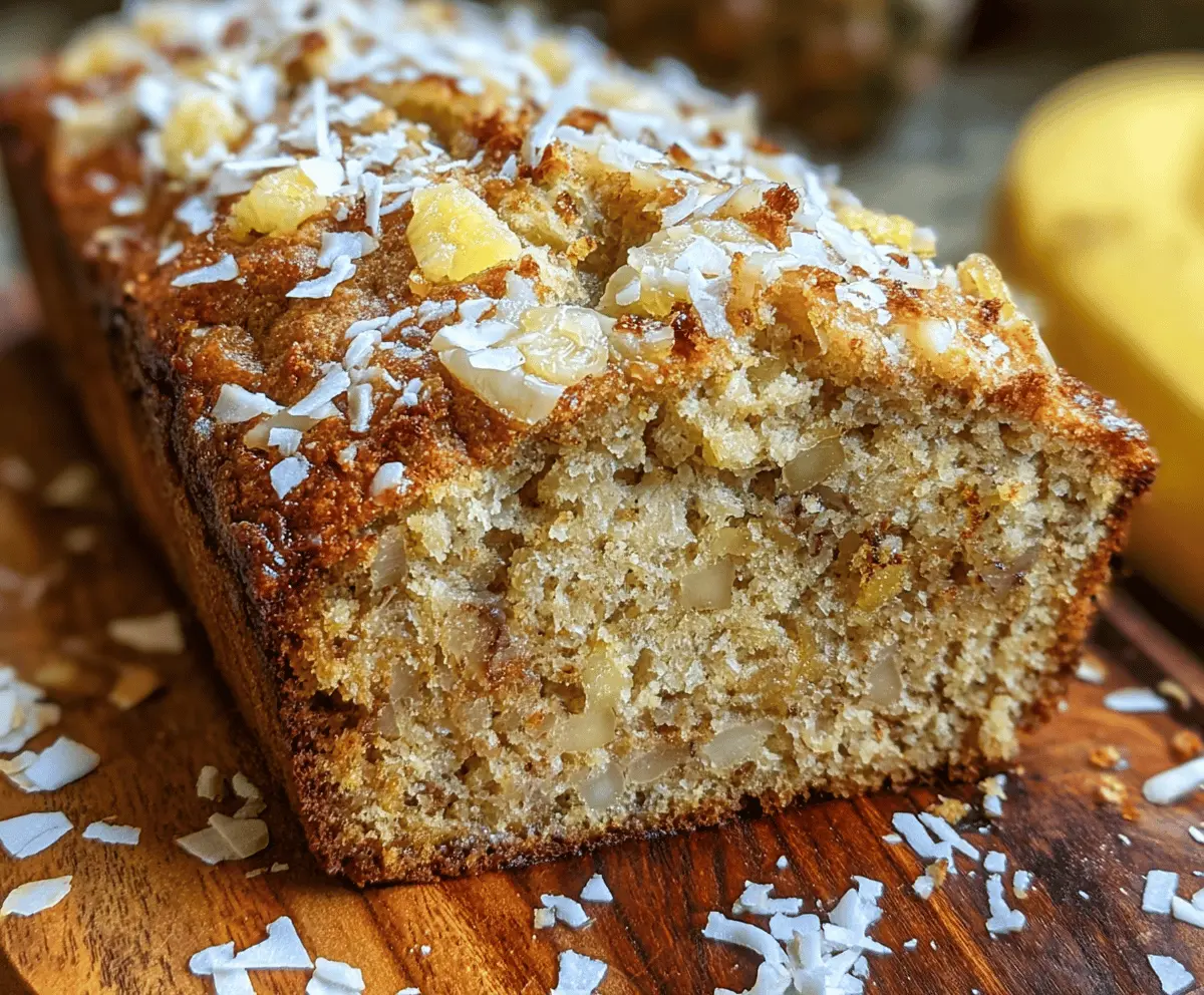 Tropical Hawaiian Banana Bread with Coconut and Pineapple