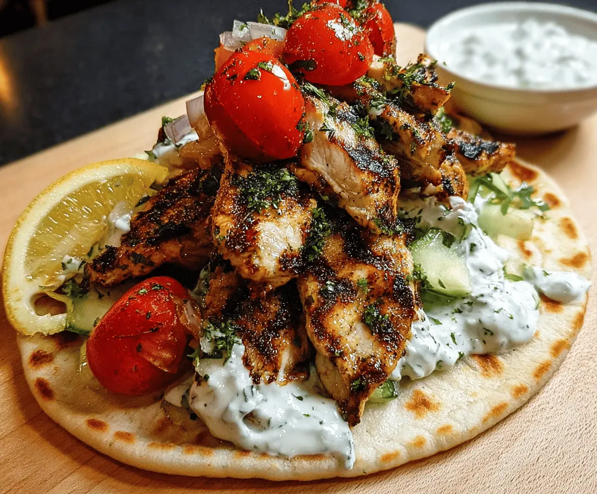 Greek Chicken Gyros with Lemon Herb Marinade and Tzatziki Sauce