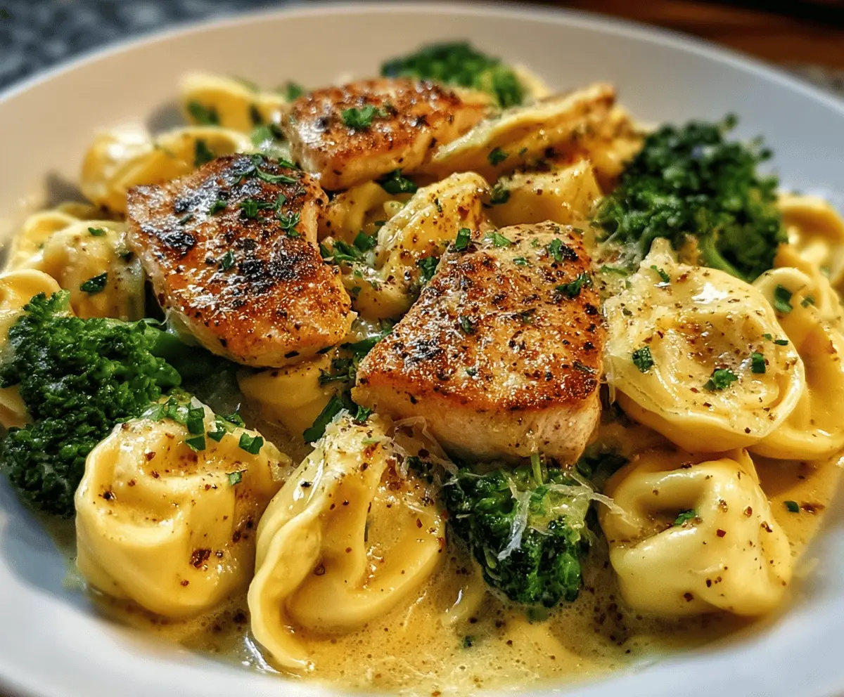 Creamy Garlic Parmesan Chicken Tortellini with Broccoli