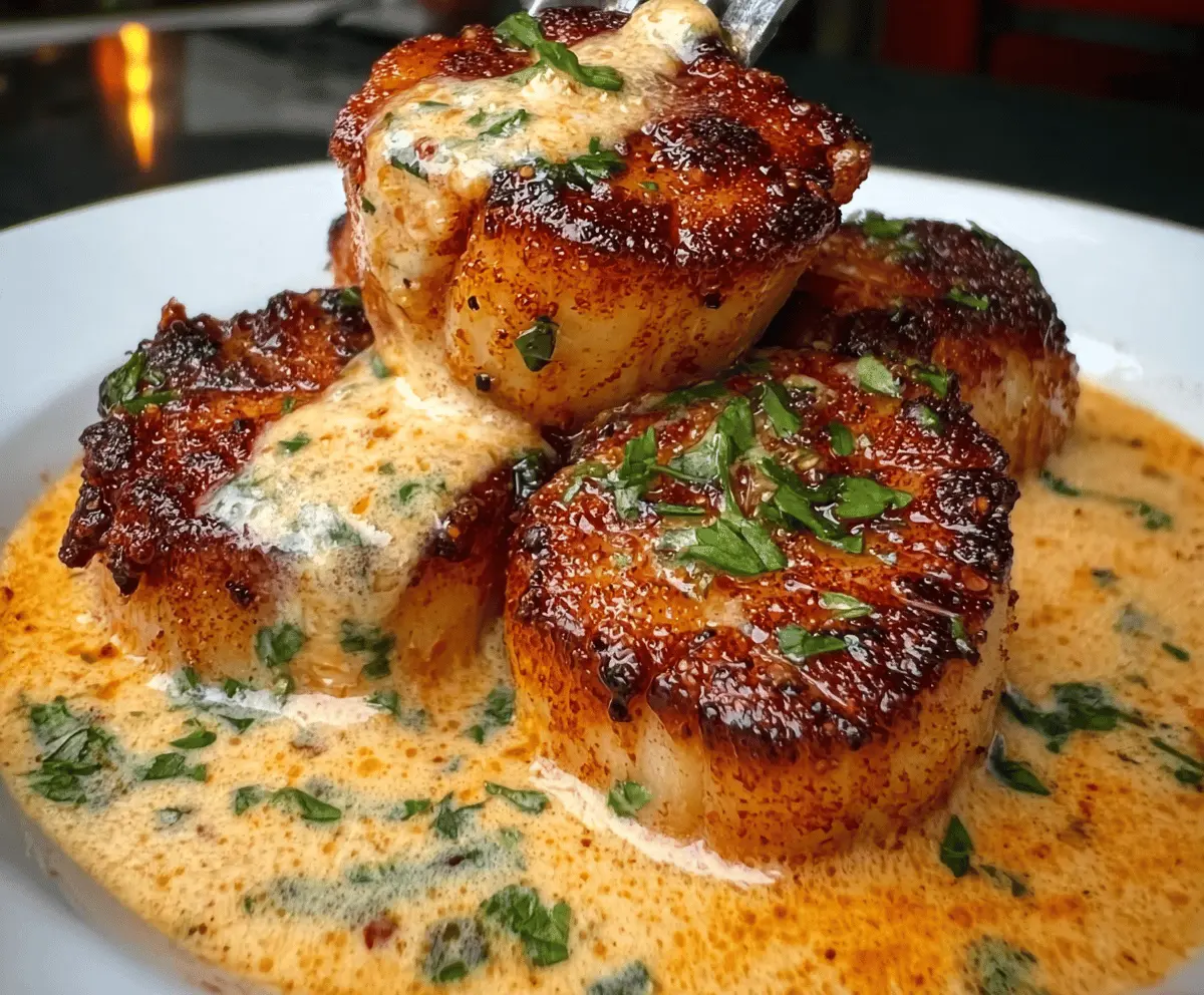 Seared Scallops With Creamy Spicy Cajun Sauce