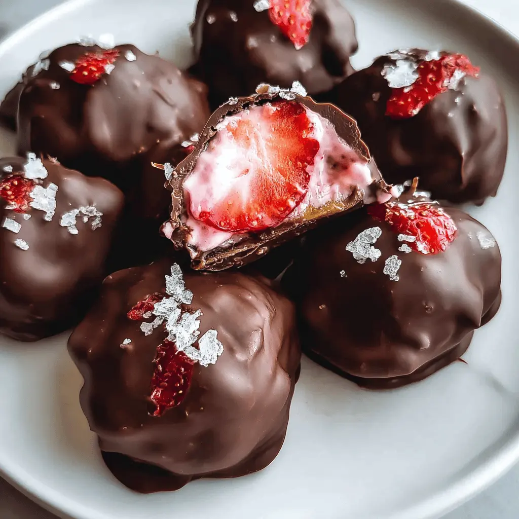 Easy Chocolate Strawberry Frozen Yogurt Bites