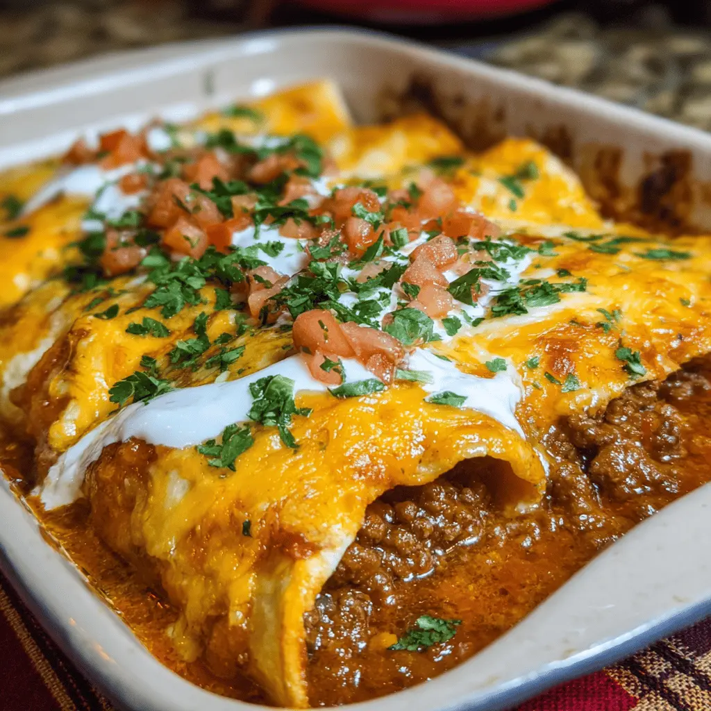 Easy Cheesy Ground Beef Enchiladas Recipe