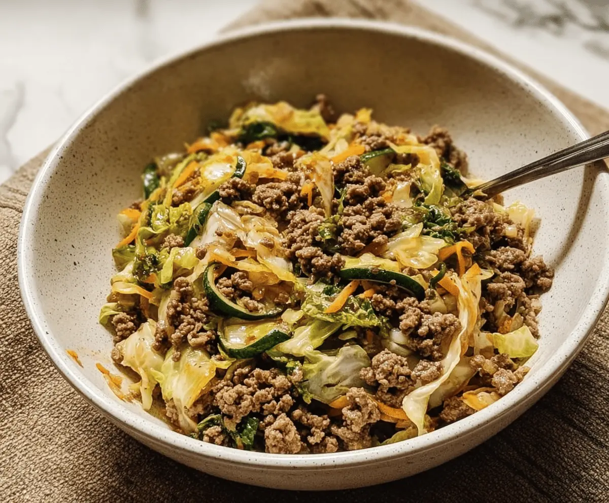 Low-Carb Mongolian Beef and Cabbage Skillet