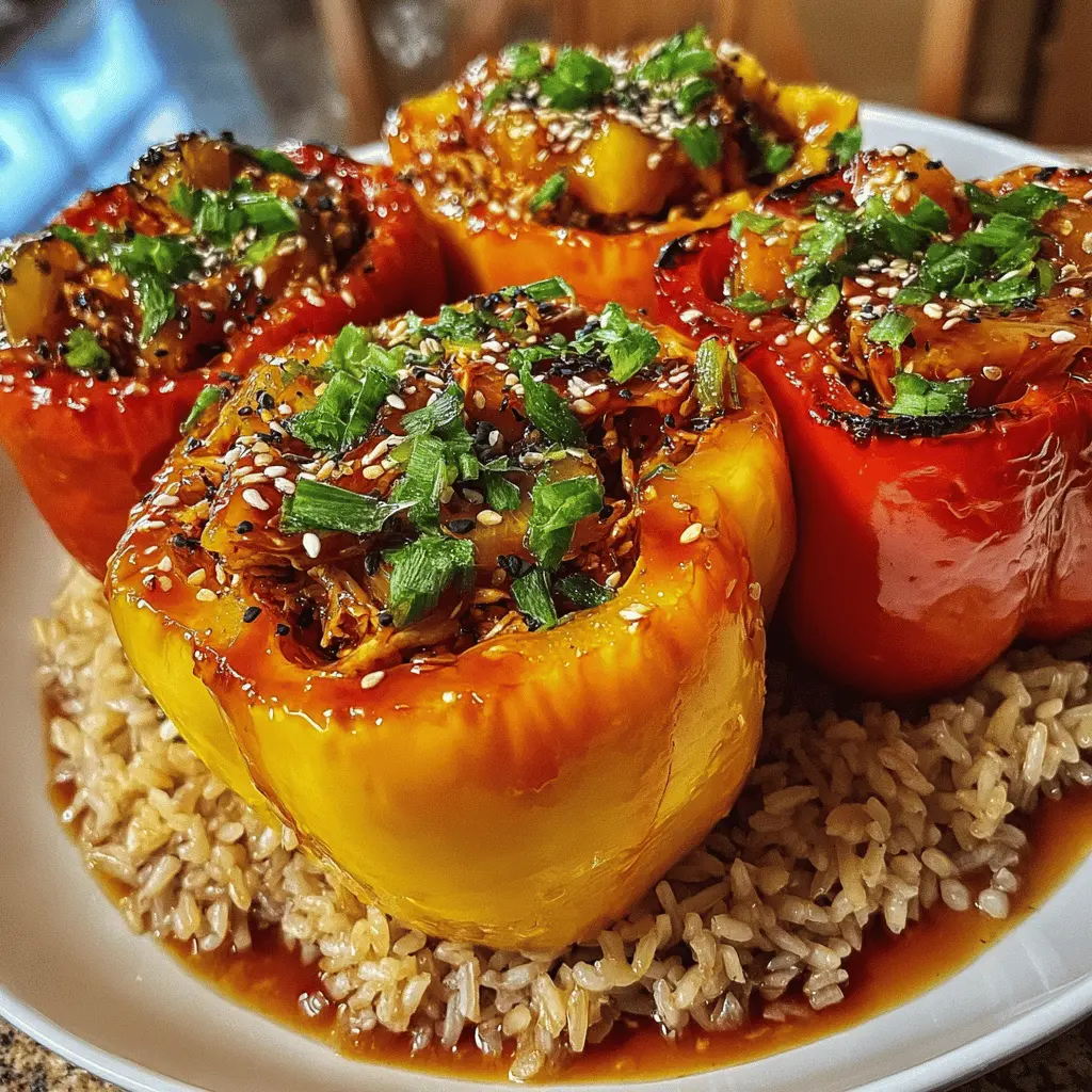 Teriyaki Pineapple Chicken Stuffed Peppers
