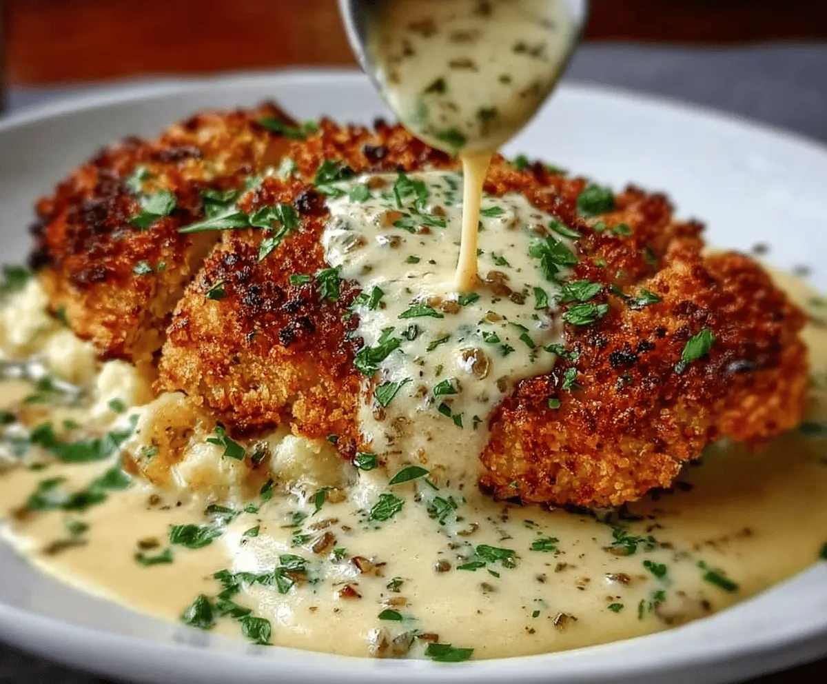Crispy Parmesan Chicken with Creamy Garlic Sauce