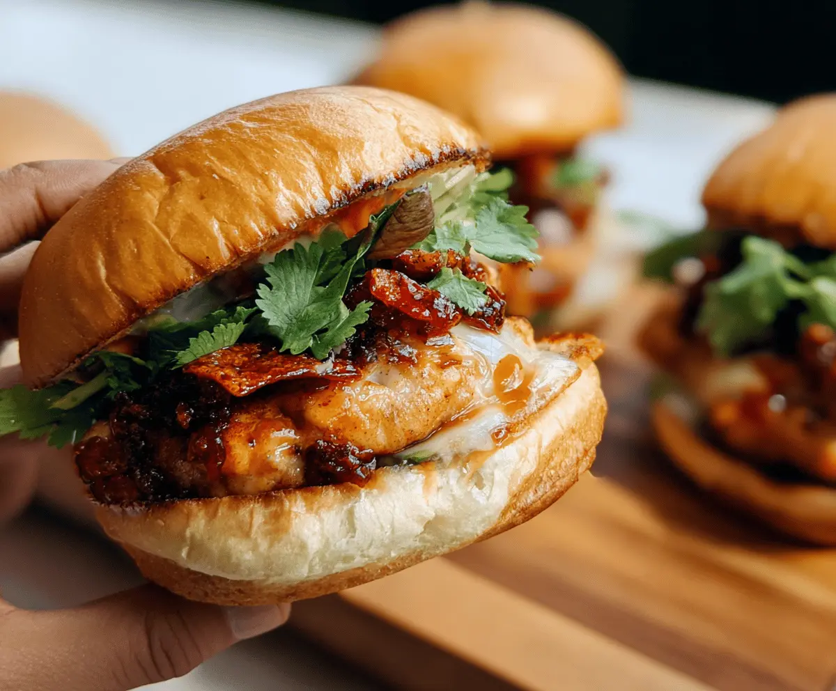 Gochujang Chicken Burgers with Spicy Kimchi Bacon Jam