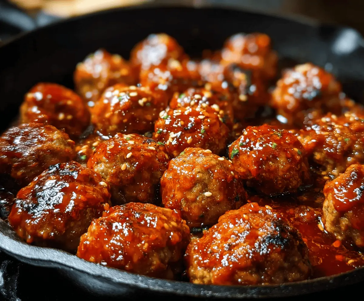 Sticky Korean BBQ Meatballs With Sweet Gochujang Glaze