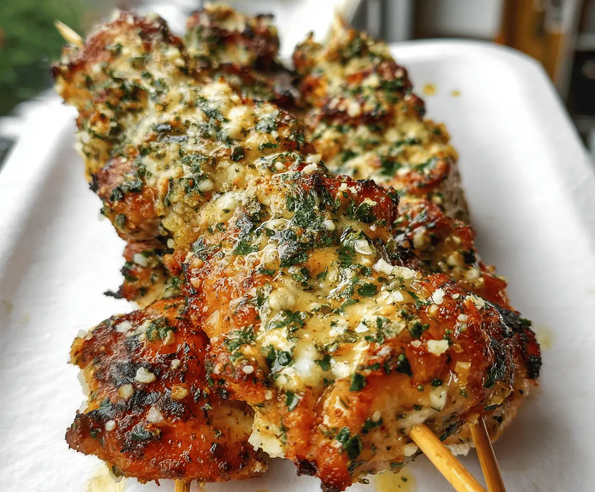 Easy Garlic Parmesan Chicken Skewers Recipe