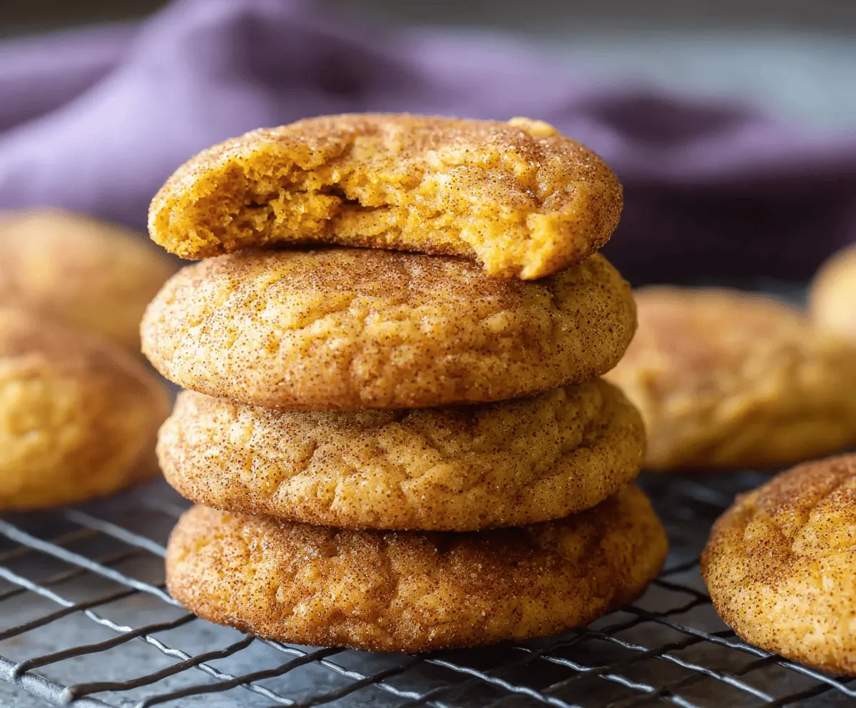 Delicious homemade Pumpkin Snickerdoodle Cookies with cinnamon sugar topping on a baking tray, perfect for fall desserts