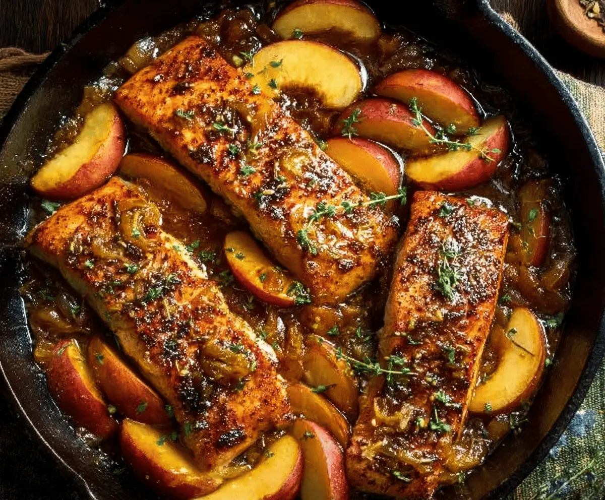 Delicious bourbon peach roasted salmon served with fresh peach slices and a glaze, perfect for a flavorful summer meal.