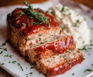 Delicious homemade turkey meatloaf served on a plate with vegetables, ready to enjoy healthy and flavorful meal