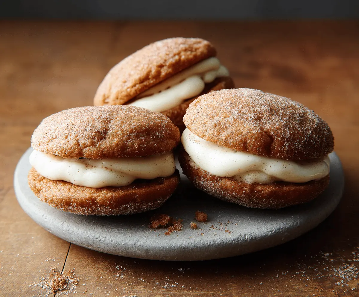 Delicious Apple Cider Whoopie Pies with creamy filling on a platter