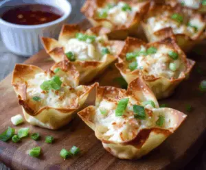 Delicious Crab Rangoon Wonton Cups filled with creamy crab dip and crispy wonton shells
