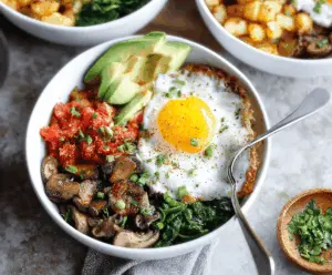 Healthy Egg Breakfast Bowls with Vegetables and Fresh Herbs, Perfect for a Nutritious Morning Meal