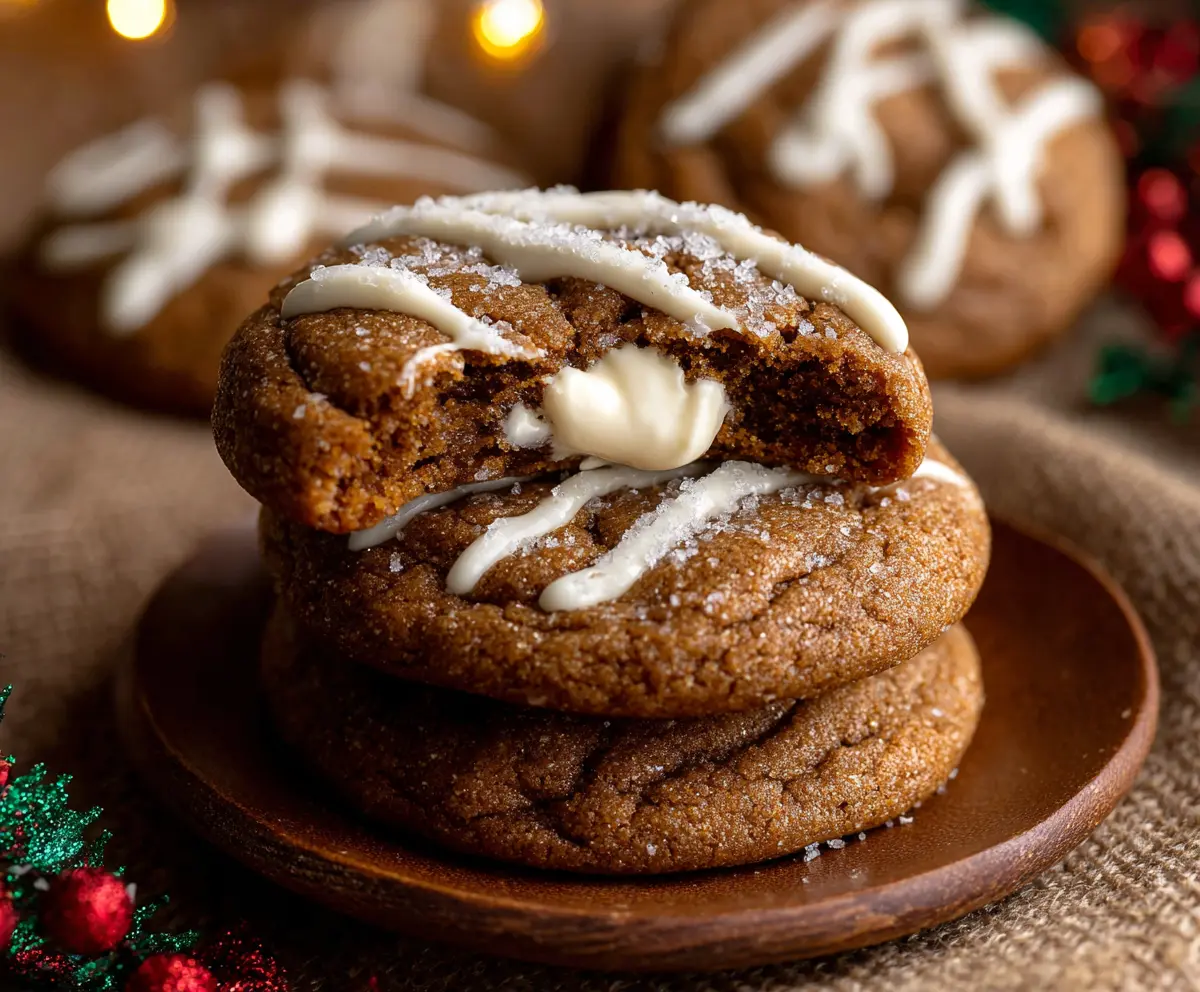 Delicious gingerbread cheesecake cookies with a festive holiday appearance.