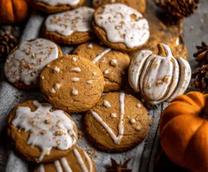 Freshly baked pumpkin gingerbread cookies with a spicy ginger flavor and autumnal spices.