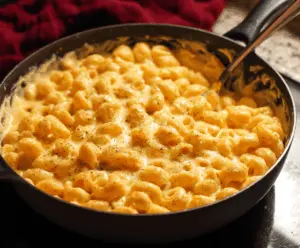 Creamy stovetop mac and cheese served in a rustic bowl, perfect comfort food recipe.