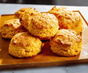 Golden-brown sweet potato biscuits fresh out of the oven, perfect for breakfast or snack time.